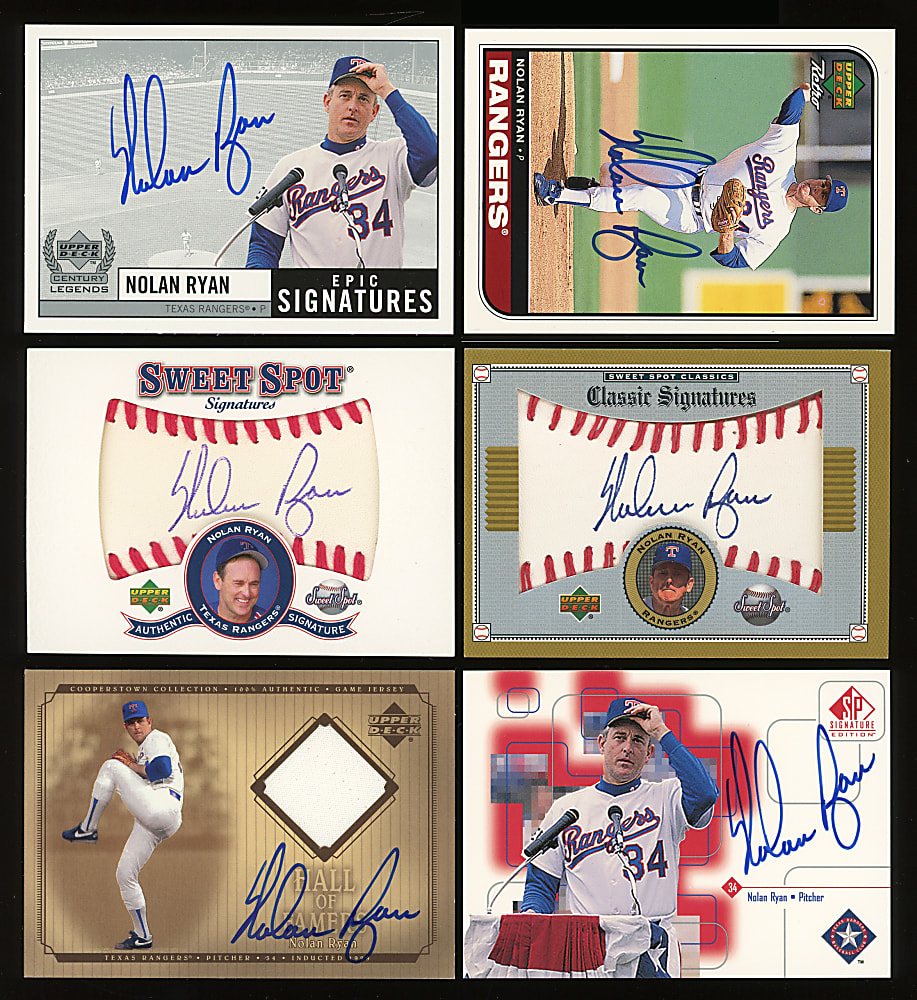 1998-2002 Upper Deck Nolan Ryan Certified Autographed Cards (6) with Tougher Issues