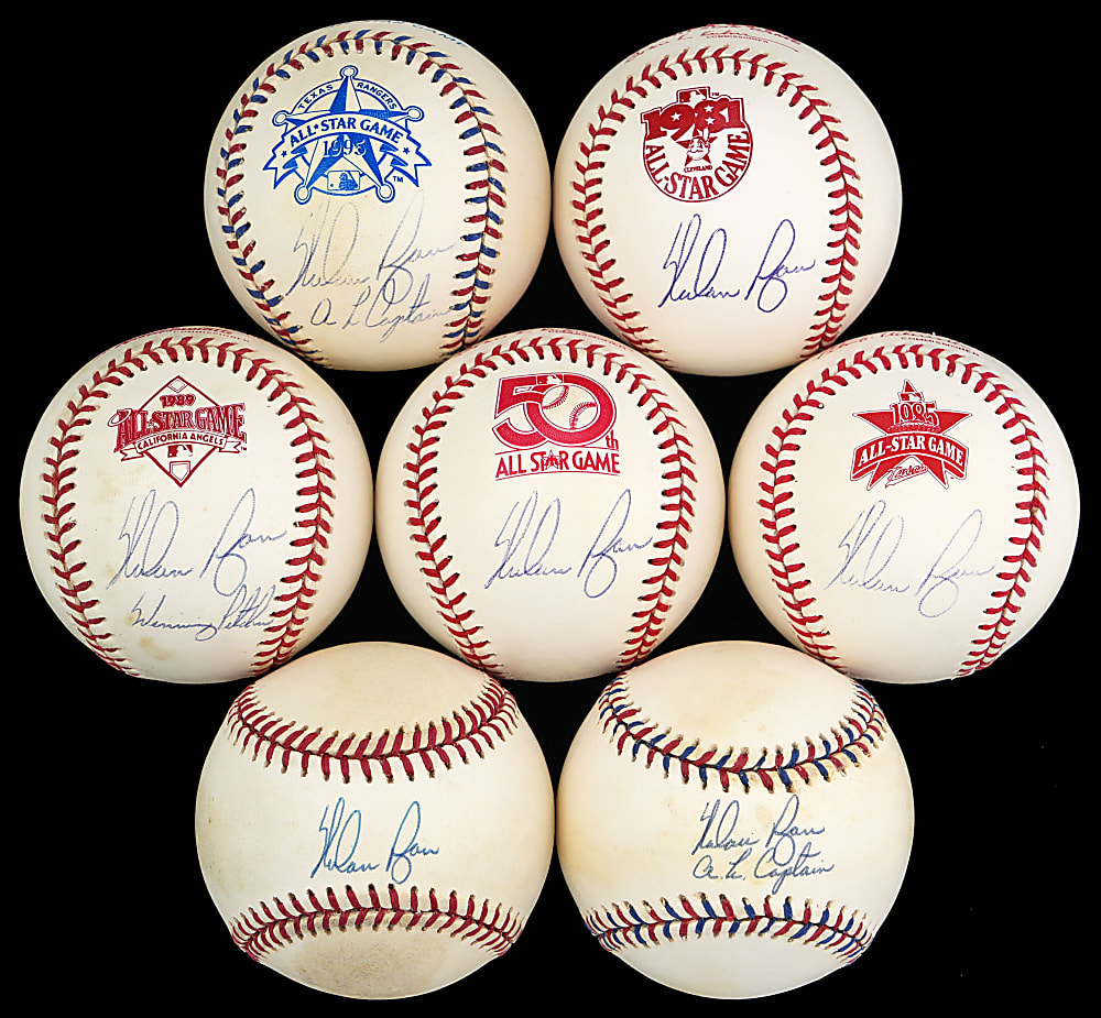 1979-1995 Nolan Ryan Signed Official All-Star Game Collection (7) with (3) Inscribed