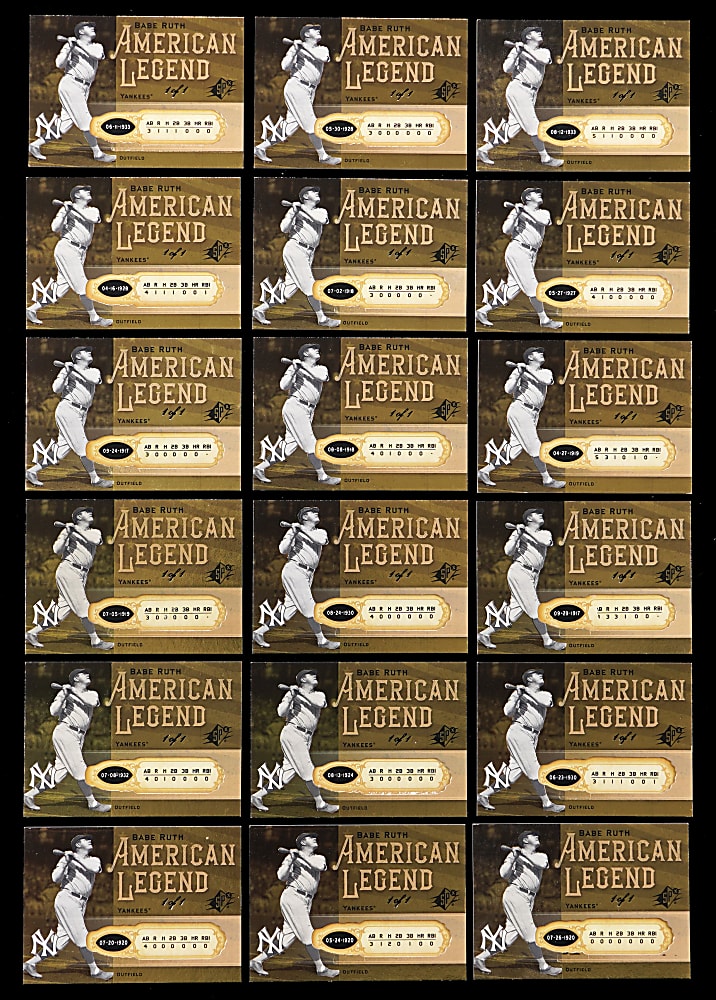 2008 Upper Deck SPx Babe Ruth American Legend Collection (18) - Each #1/1