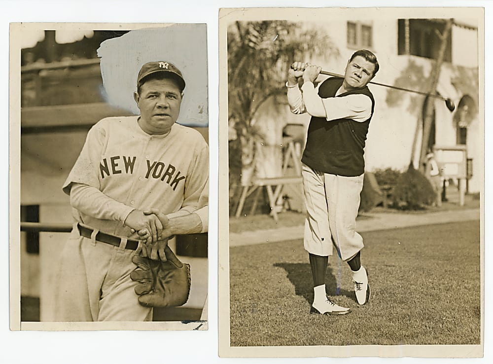 1932 Babe Ruth Original News Service Photos Pair