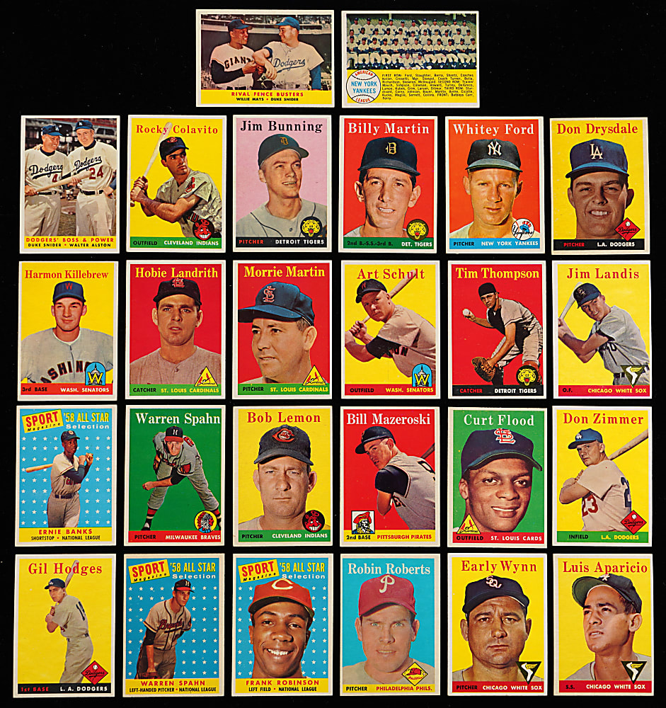1958 Topps Near Complete Set (485/494) with 13 Graded Plus 7 Yellow Letters Variations – Clean!