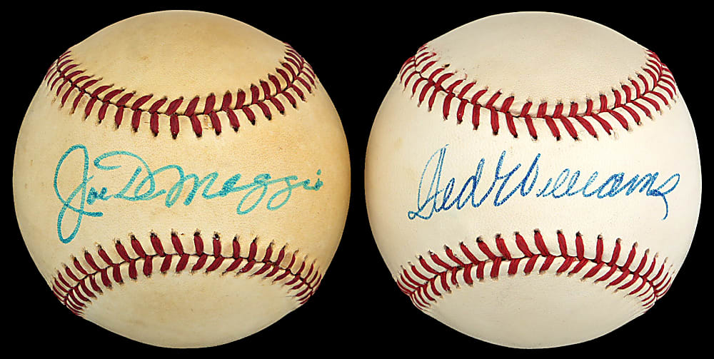 Joe DiMaggio (Full JSA LOA) & Ted Williams Single-Signed Baseball Pair