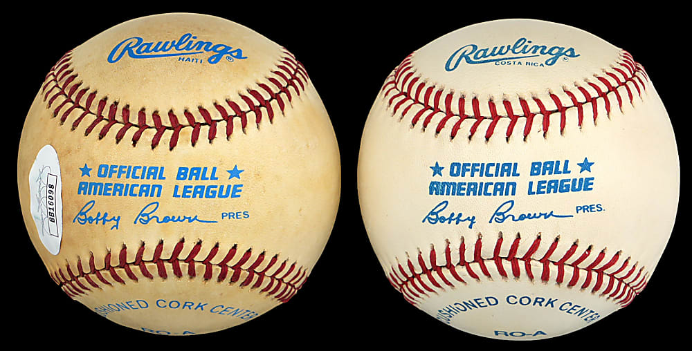 Joe DiMaggio (Full JSA LOA) & Ted Williams Single-Signed Baseball Pair
