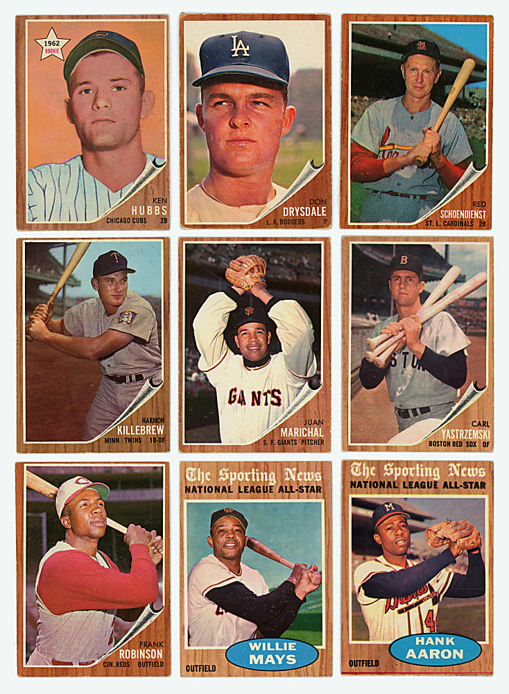 1962 Topps Starter Set (293/598) with Several Hall of Famers & Stars