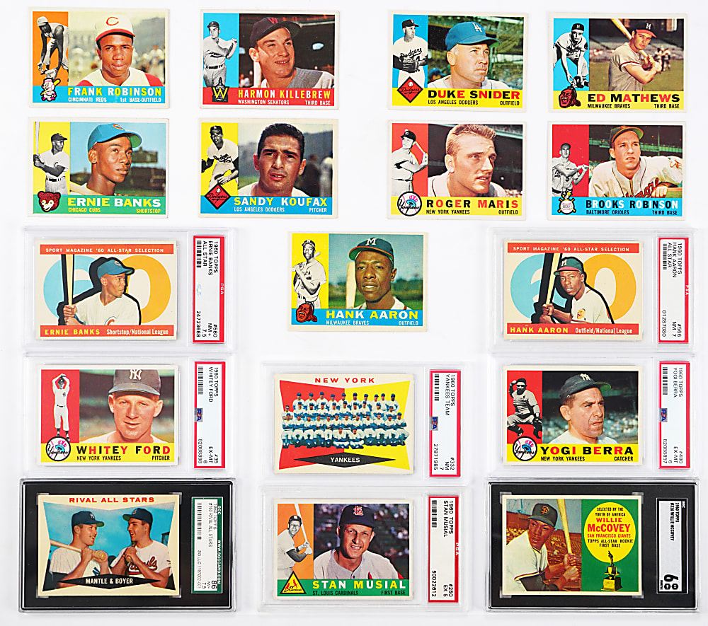 1960 Topps Near Complete Set (565/572) with 8 Graded Keys – Clean!