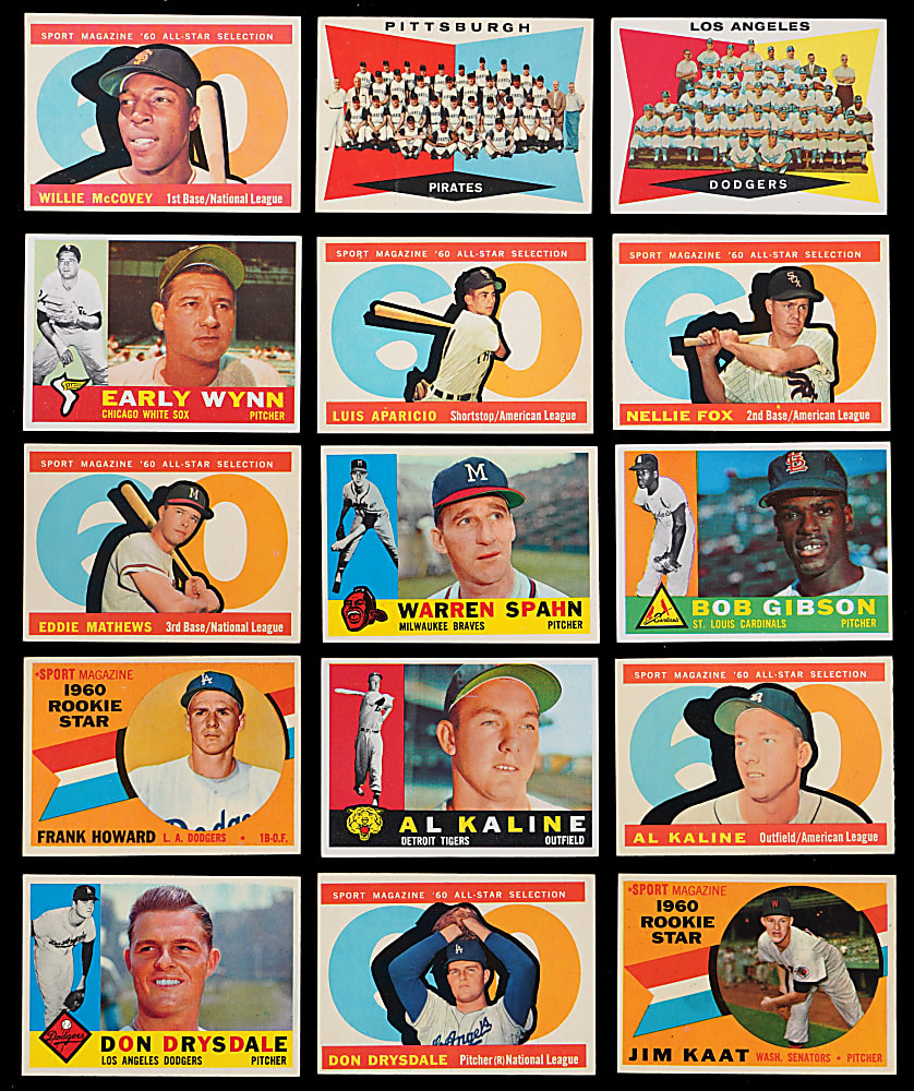 1960 Topps Near Complete Set (565/572) with 8 Graded Keys – Clean!