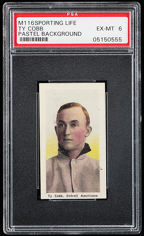 1910-1911 M116 Sporting Life Ty Cobb Pastel Background PSA EX-MT 6