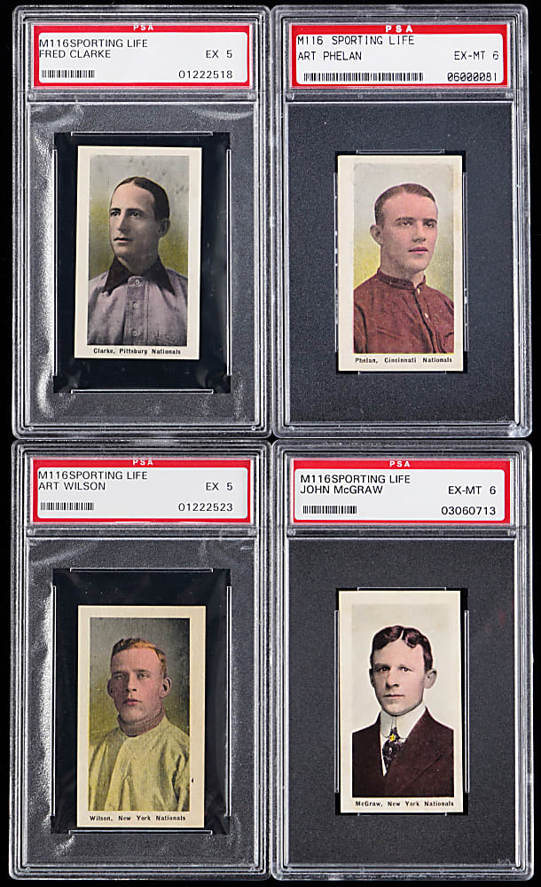 1910-1911 M116 Sporting Life PSA EX to EX-MT 6 Graded Group (4) with John McGraw
