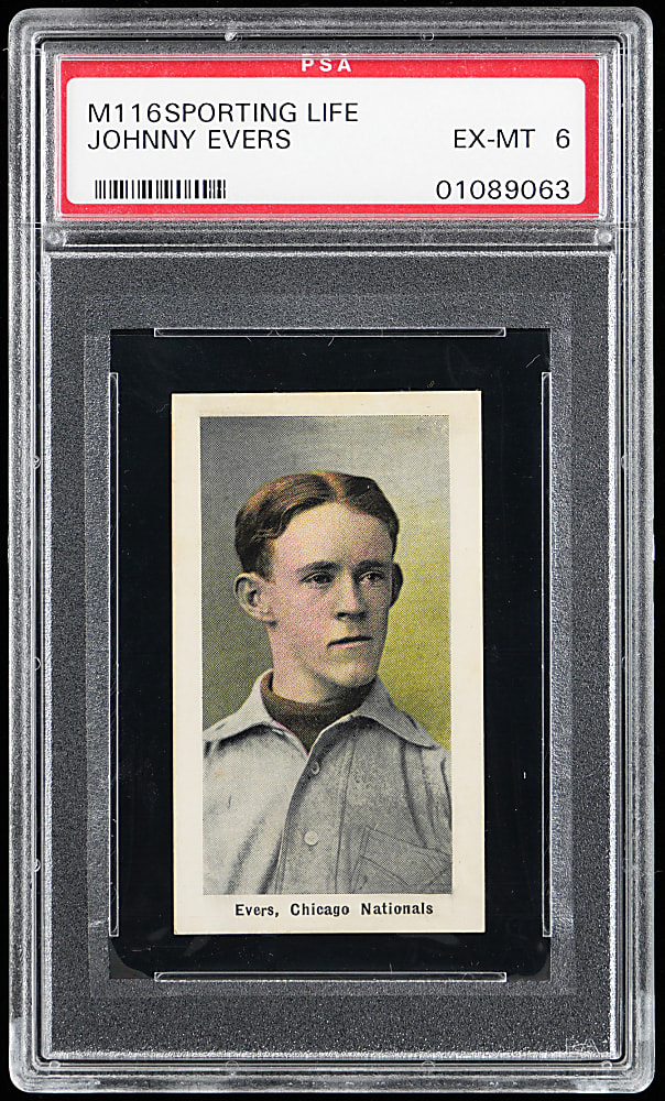 1910-1911 M116 Sporting Life Johnny Evers Blue Back PSA EX-MT 6
