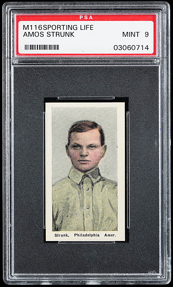 1910-1911 M116 Sporting Life Amos Strunk PSA MINT 9 - Highest Graded!