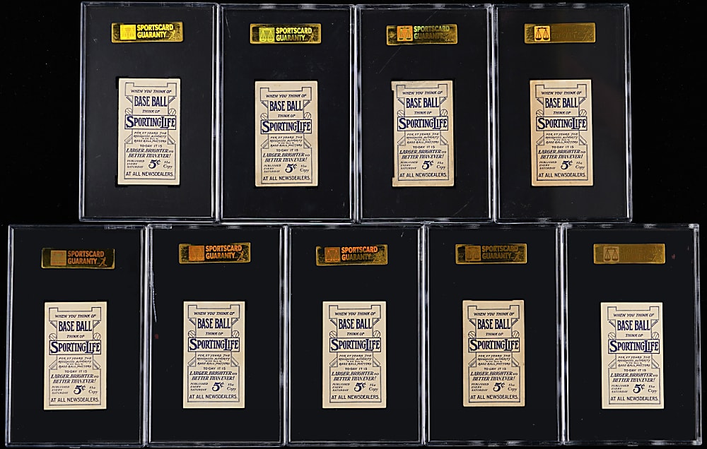 1910-1911 M116 Sporting Life SGC VG/EX 4 to EX+ 5.5 Graded Blue Background Collection (9) with 6 Lionel Carter Collection