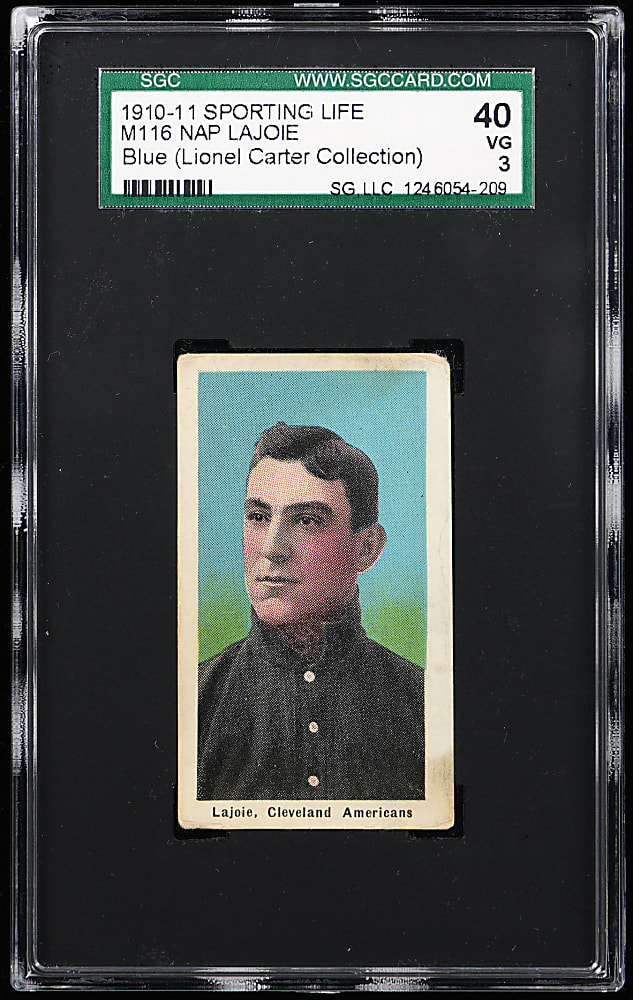 1910-1911 M116 Sporting Life Nap Lajoie Blue Background (Lionel Carter Collection) SGC VG 3
