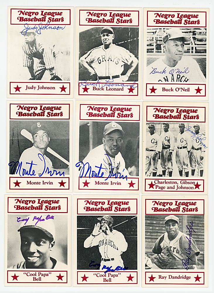 1984 Decathlon Negro League Baseball Stars Signed Cards (41) with (2) Bell, Dandrige & (2) Irvin