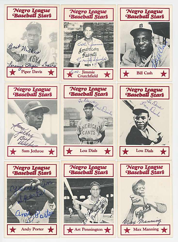 1984 Decathlon Negro League Baseball Stars Signed Cards (41) with (2) Bell, Dandrige & (2) Irvin