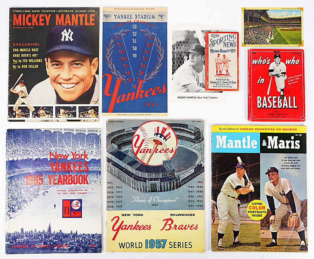 1920s-1970s New York Yankees Publications & Assorted Flats Collection (20) with Mantle, Maris, DiMaggio, Gehrig