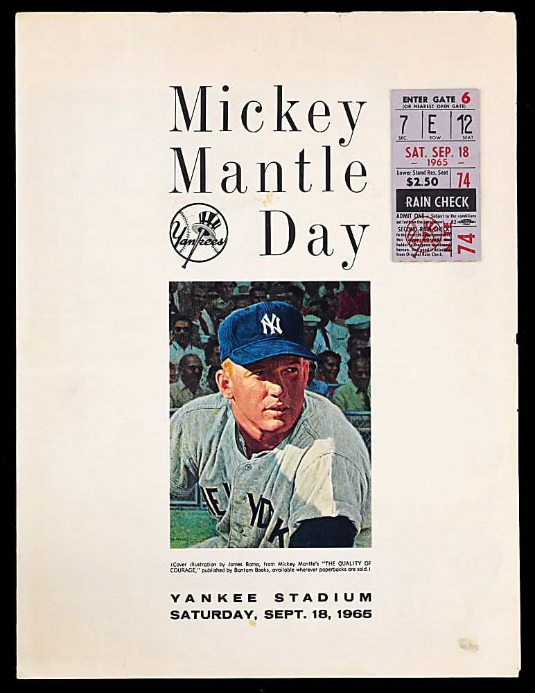 September 18th 1965 "Mickey Mantle Day" Program & Ticket Stub Pair