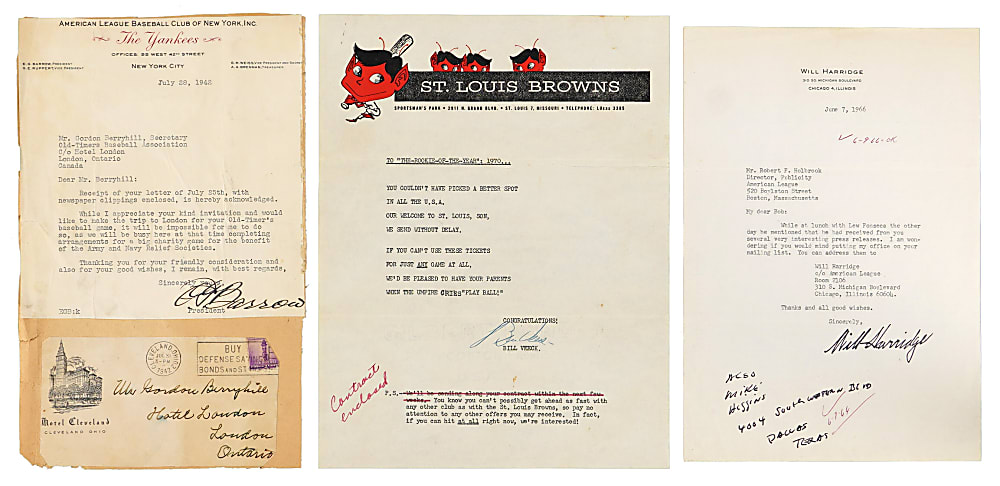 1940s-1960s Hall of Famers Typed Letters Signed with Bill Veeck, Dave Bancroft