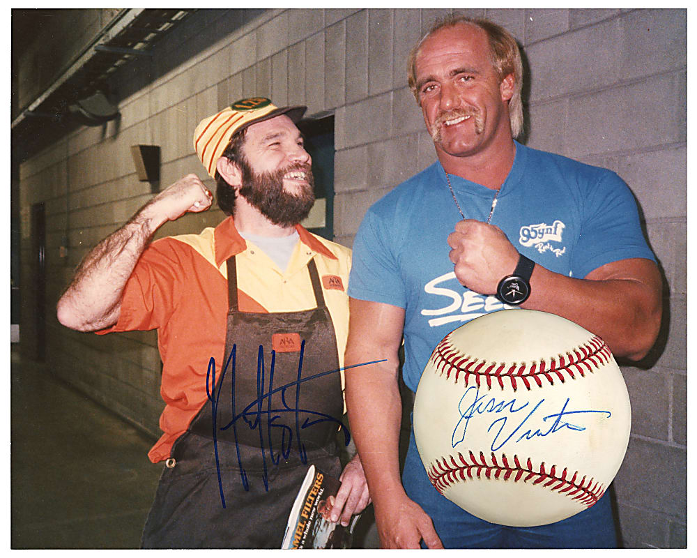 Hulk Hogan Single-Signed 8x10 Photograph & Jesse Ventura Single-Signed Baseball