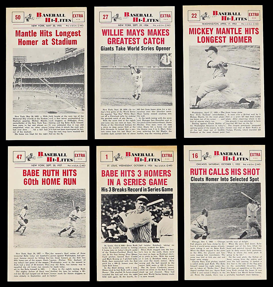1960 Nu-Card Baseball Hi-Lites Complete Set (72)