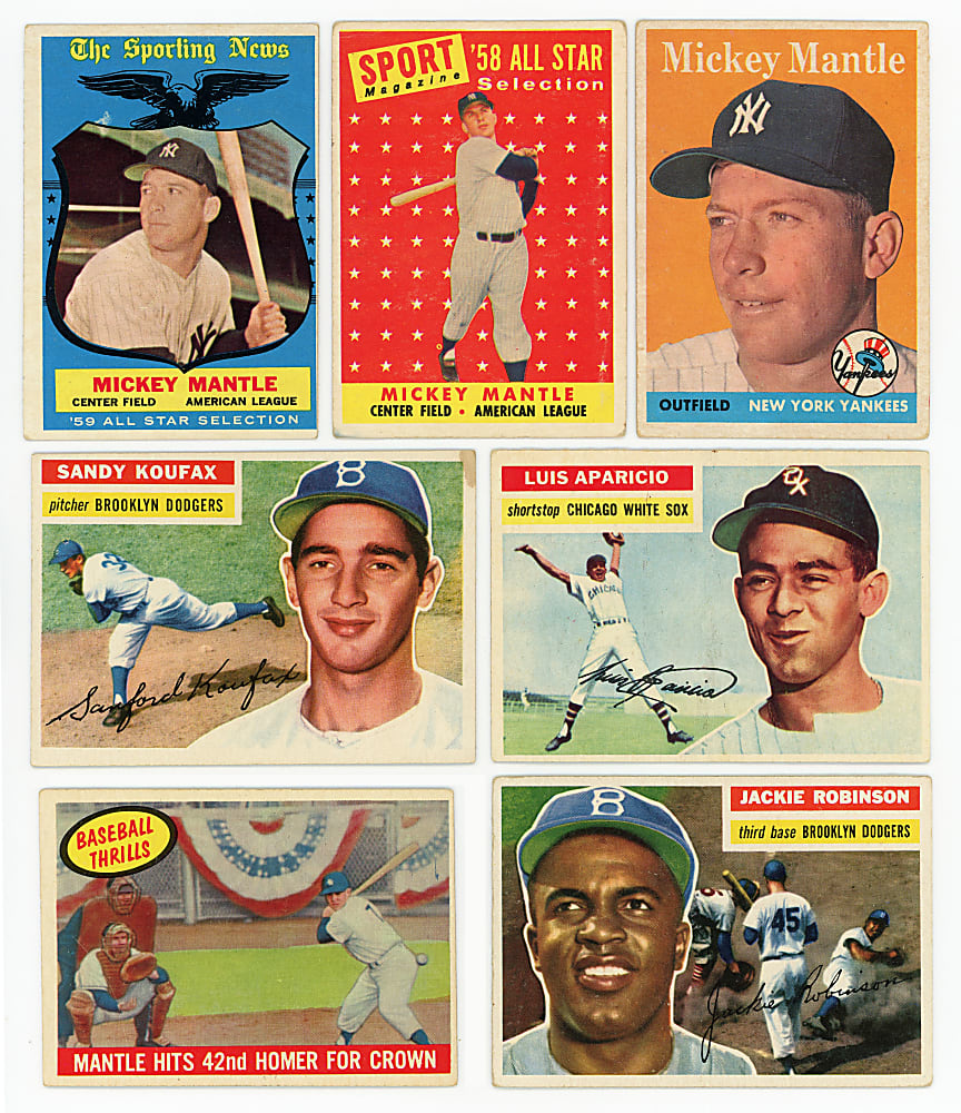 1951-1959 Topps & Bowman Collection (130) with (45+) Hall of Famers Including (4) Mickey Mantle and Jackie Robinson