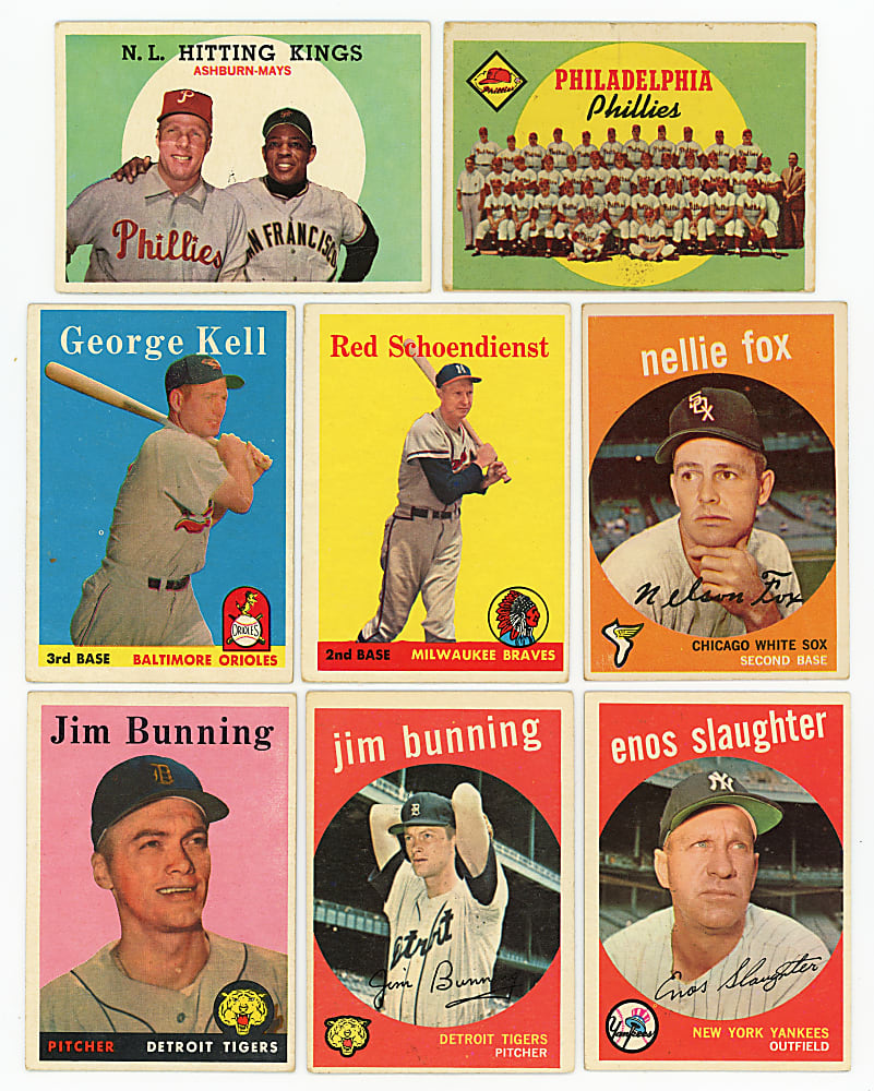 1958 & 1959 Topps Starter Set Pair (304) Total Cards with (20+) Hall of Famers Including (2) Willie Mays & Mickey Mantle
