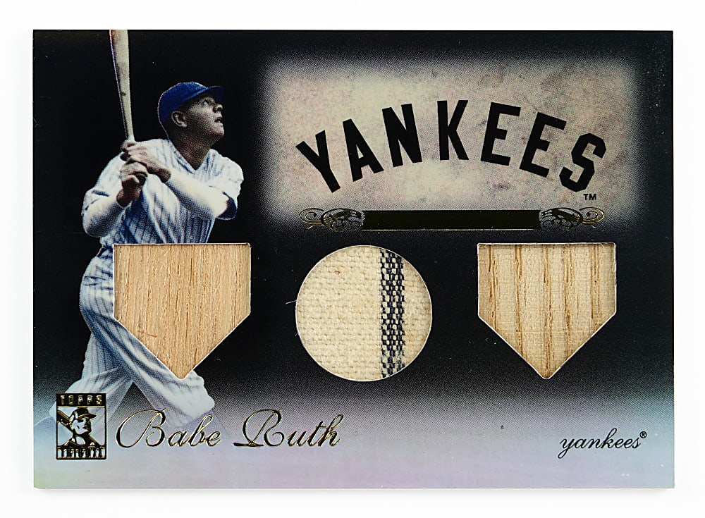 2009 Topps Tribute #1 Babe Ruth Triple Relic Black Parallel #/50 with Pinstripe