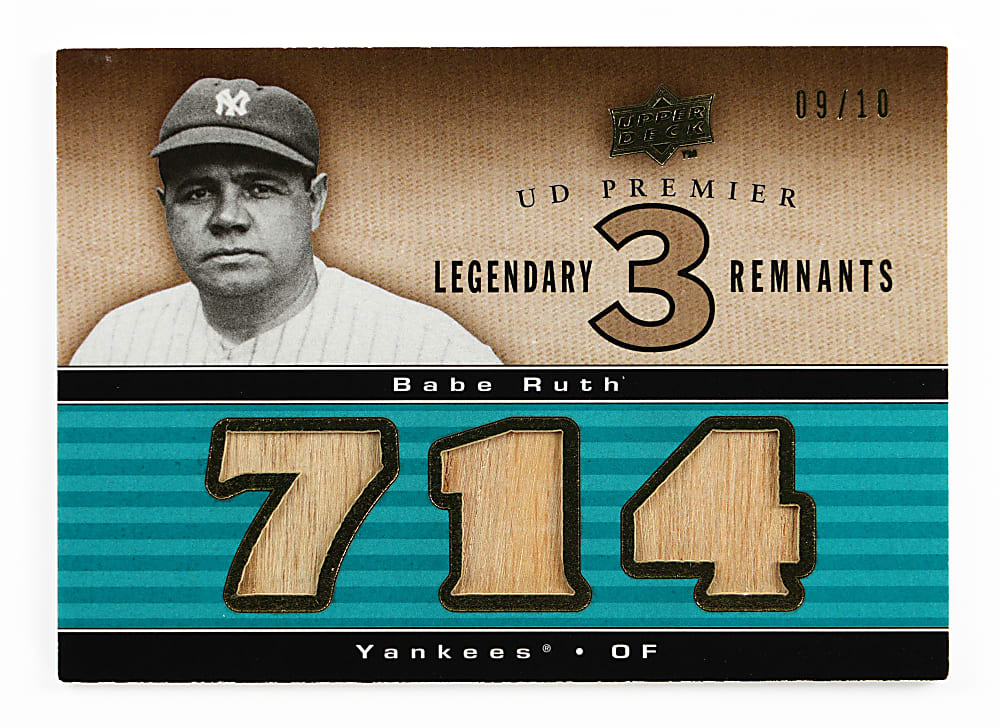 2008 UD Premier Babe Ruth Legendary Remnants Triple Game-Used Bat Card #09/10