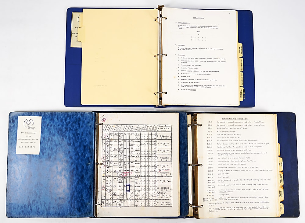 1974-1979 Baltimore Colts Player Playbooks Trio with 1976 Ray Chester