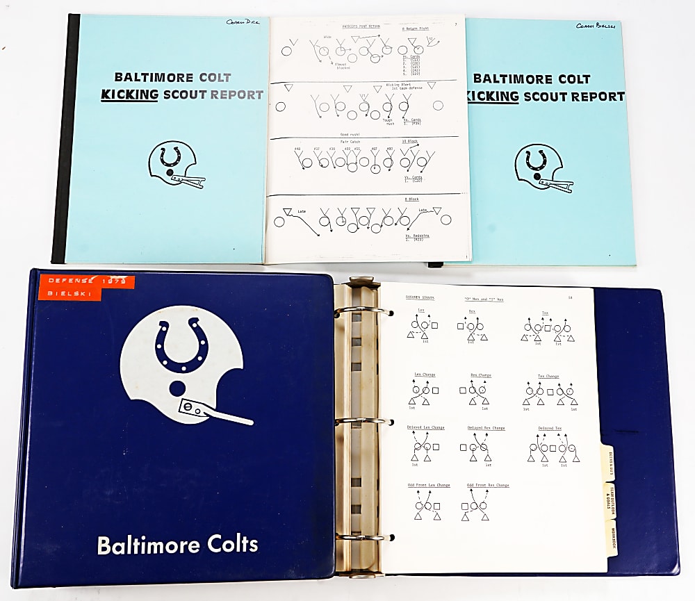 1967-1979 Dick Bielski Baltimore Colts Playbooks & Scouting Reports Collection (9 Total Items)