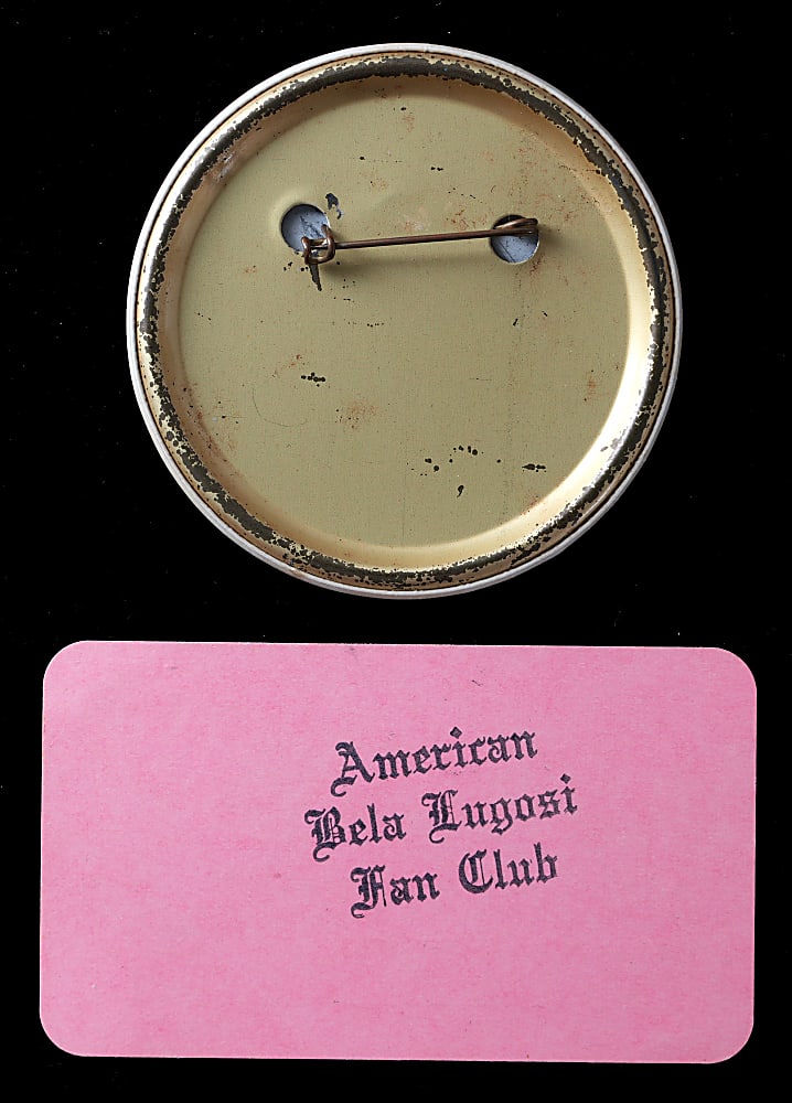 Circa 1950s Bela Lugosi Fan Club Pin & Membership Club Card Pair