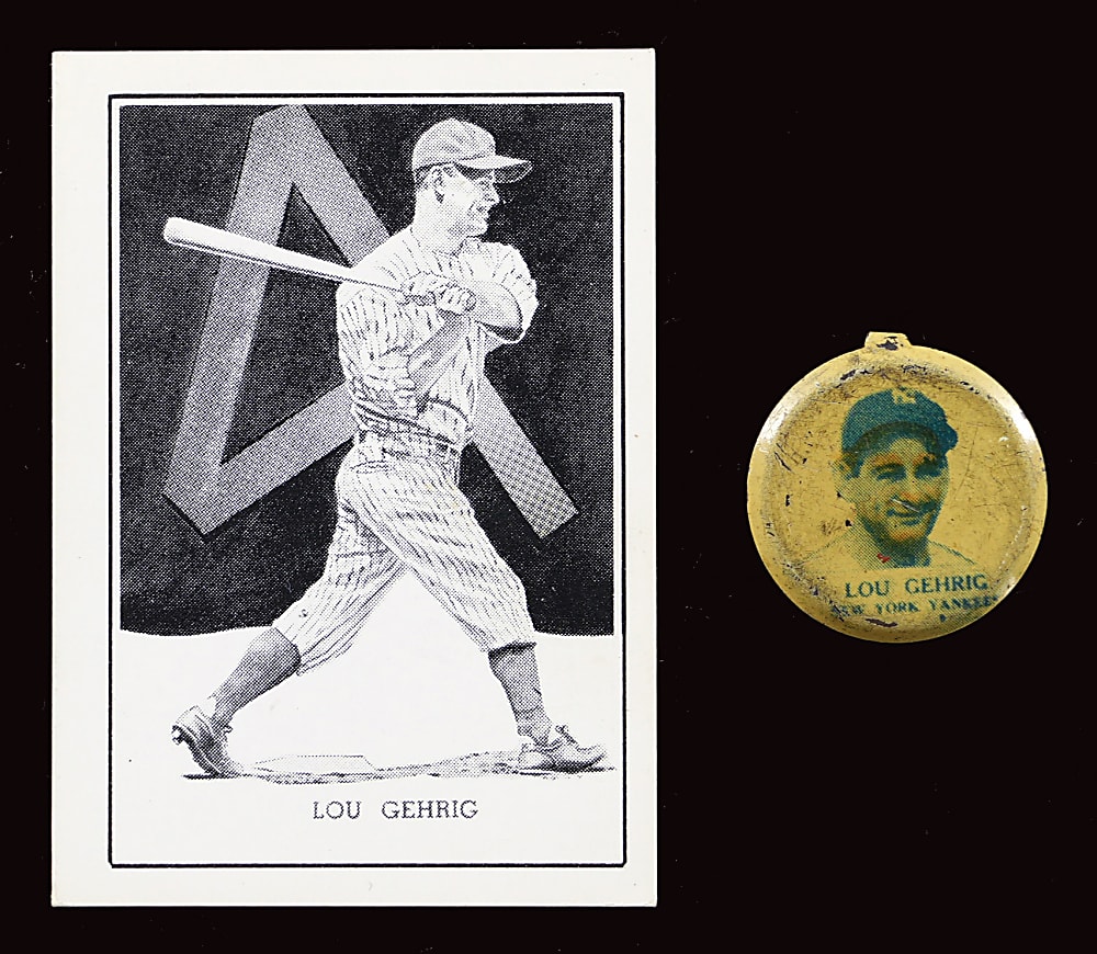 1938 Our National Game Pin & 1950 Callahan Hall of Fame Lou Gehrig Pair