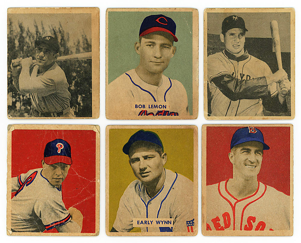1948 & 1949 Bowman Hall of Fame & Star Rookie Card Group (6) with Yogi Berra & Robin Roberts