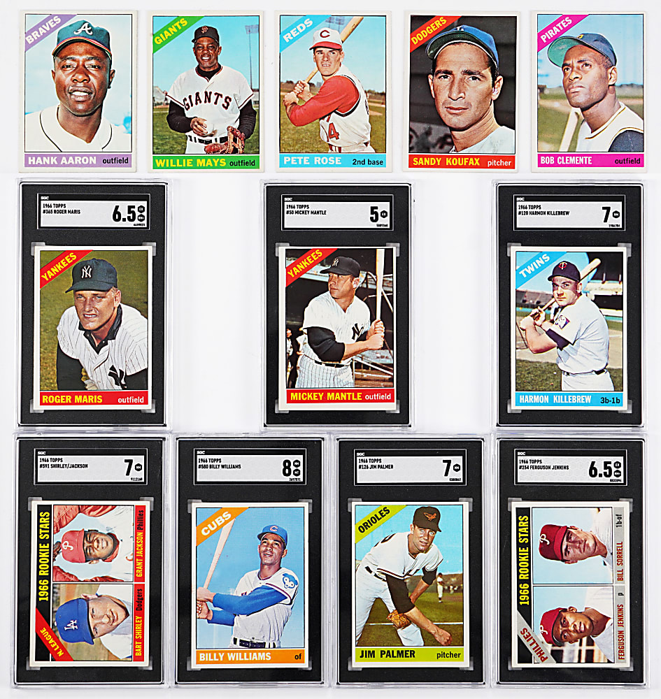 1966 Topps Complete Set (598) with 7 SGC Graded Stars Including #50 Mickey Mantle SGC EX 5 – Clean!