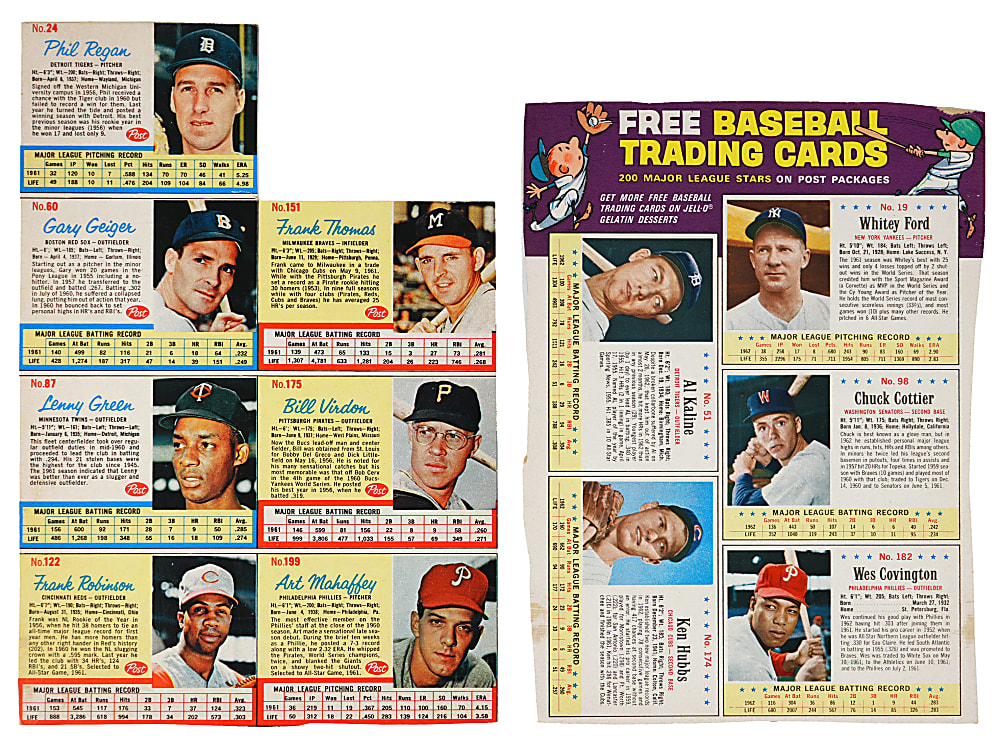 1962 & 1963 Post Cereal Uncut Panel Pair with Ford, Kaline & F. Robinson