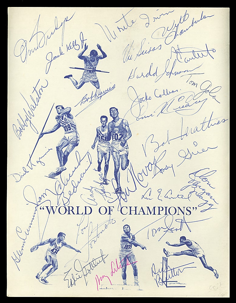 1960s Golden Slipper Club/Sport Illustrated World of Champions Multi-Signed Dinner Program Sheet with Wilt Chamberlain