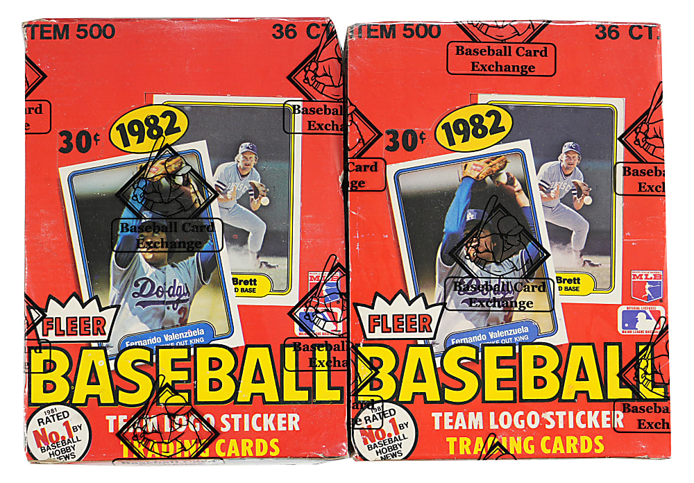 1982 Fleer Unopened Wax Box (36 Packs) Pair - Both BBCE