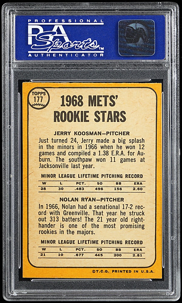 1968 Topps #177 Nolan Ryan Rookie PSA NM 7