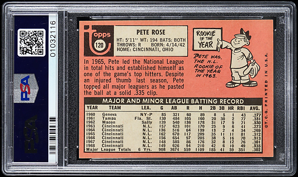 1969 Topps #120 Pete Rose PSA MINT 9