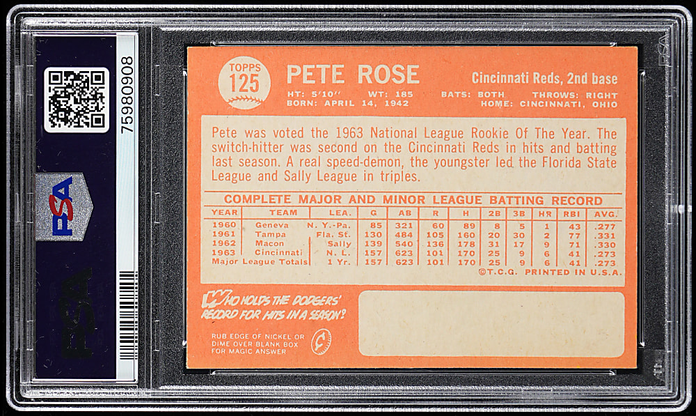 1964 Topps #125 Pete Rose PSA EX-MT 6