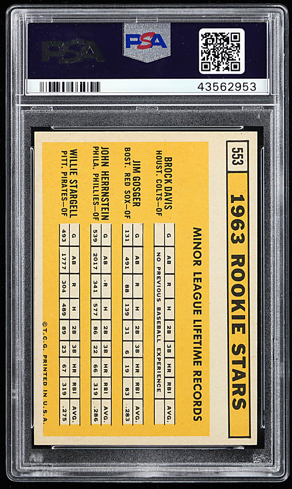 1963 Topps #553 Willie Stargell Rookie PSA EX-MT 6