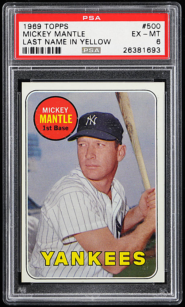 1969 Topps #500 Mickey Mantle PSA EX-MT 6