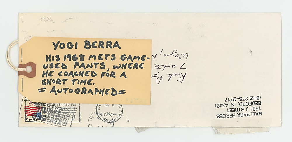 1968 Yogi Berra New York Mets Signed Game-Used Home Pants with JSA LOA & Phil Wood LOA