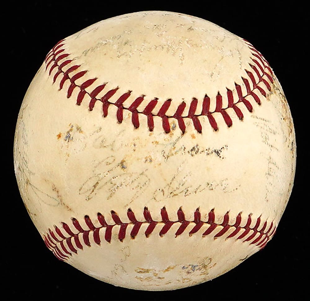 1939 American League All-Stars Team Signed OAL/Harridge Baseball with (21) Signatures Including Jimmie Foxx, Joe DiMaggio, Hank Greenberg - Full JSA LOA