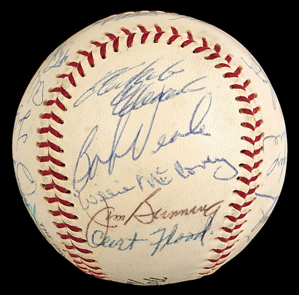 1966 National League All-Stars Team-Signed ONL/Giles Baseball with 25 Signatures Including Roberto Clemente, Hank Aaron & Sandy Koufax - Full JSA LOA