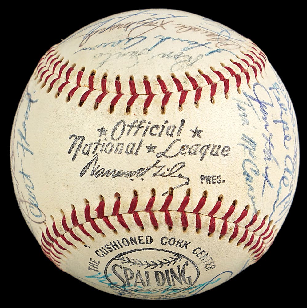 1966 National League All-Stars Team-Signed ONL/Giles Baseball with 25 Signatures Including Roberto Clemente, Hank Aaron & Sandy Koufax - Full JSA LOA