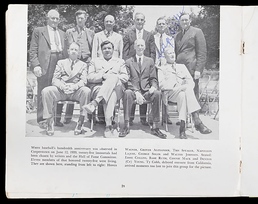 1961 Baseball Hall of Fame & Museum Multi-Signed Program with 42 Total Signatures Including 2 Ty Cobb, Jimmie Foxx, Joe DiMaggio, Hank Greenberg - LOADED! Full JSA LOA