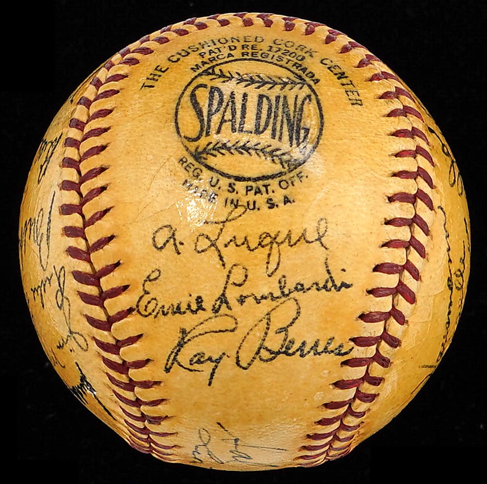 1945 New York Giants Team-Signed Baseball with Ott, Lombardi & Luque - Full JSA LOA