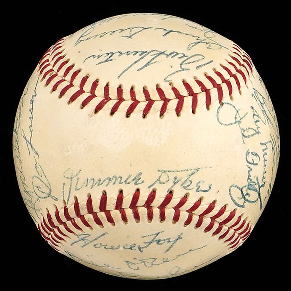 1954 Baltimore Orioles Inaugural Season Team-Signed OAL/Harridge Baseball with (28) Signatures Including Fox, Dykes - Full JSA LOA