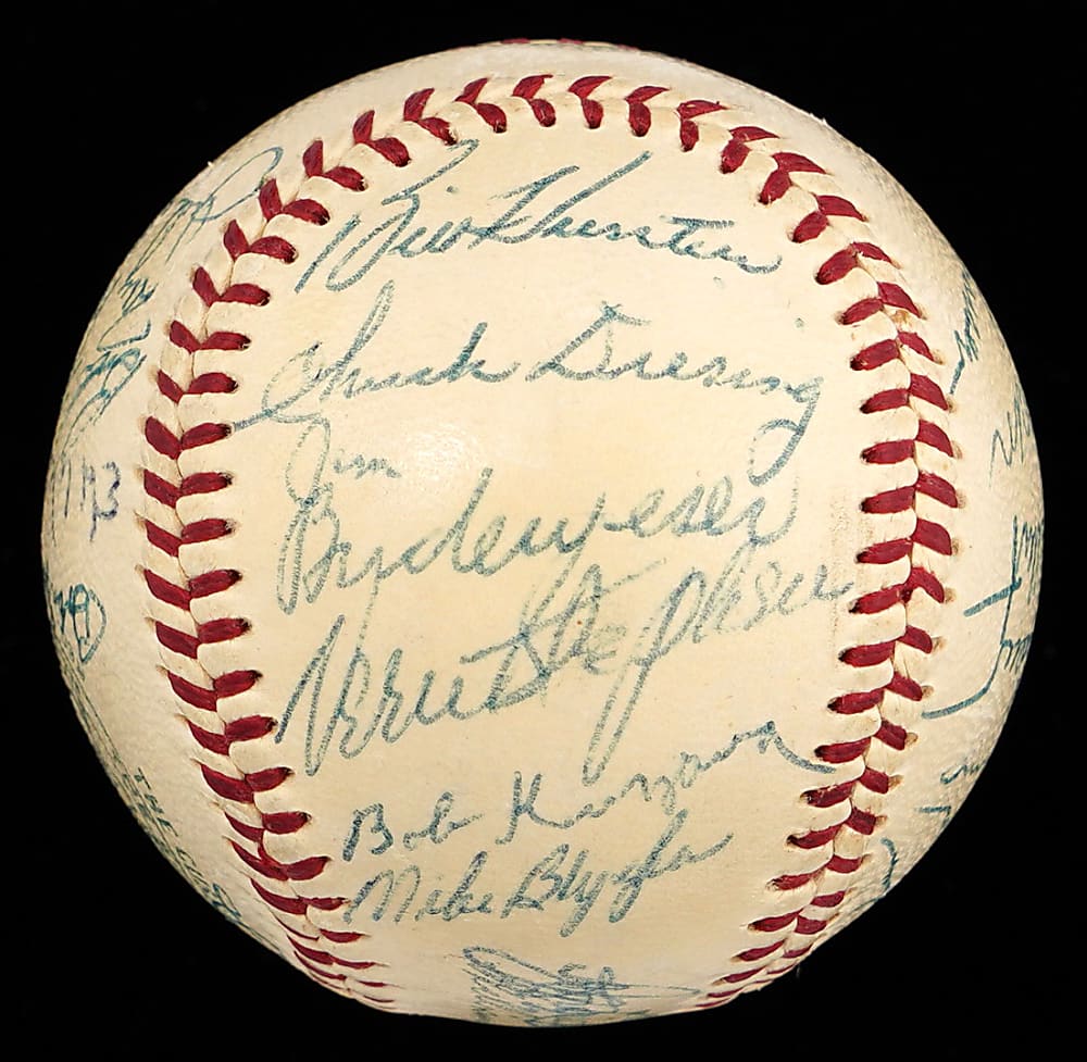 1954 Baltimore Orioles Inaugural Season Team-Signed OAL/Harridge Baseball with (28) Signatures Including Fox, Dykes - Full JSA LOA