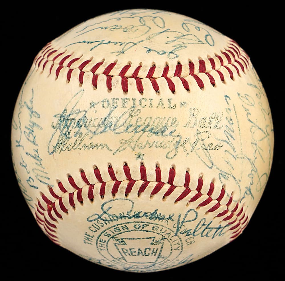 1954 Baltimore Orioles Inaugural Season Team-Signed OAL/Harridge Baseball with (28) Signatures Including Fox, Dykes - Full JSA LOA